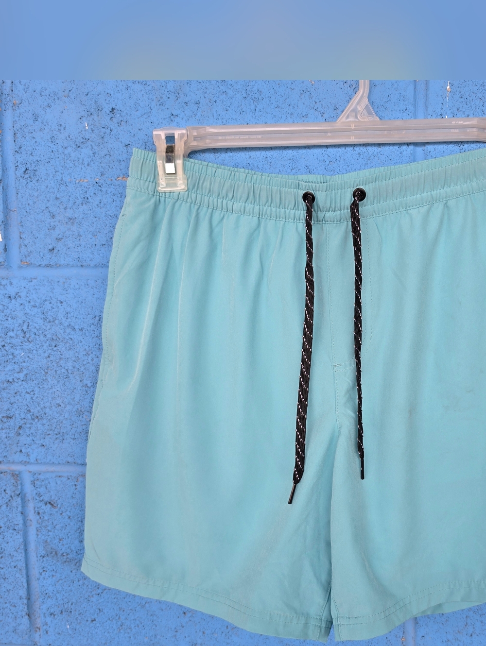 Quiksilver Swim Trunks Mens Medium Aqua Blue Mesh Lined Beach Shorts